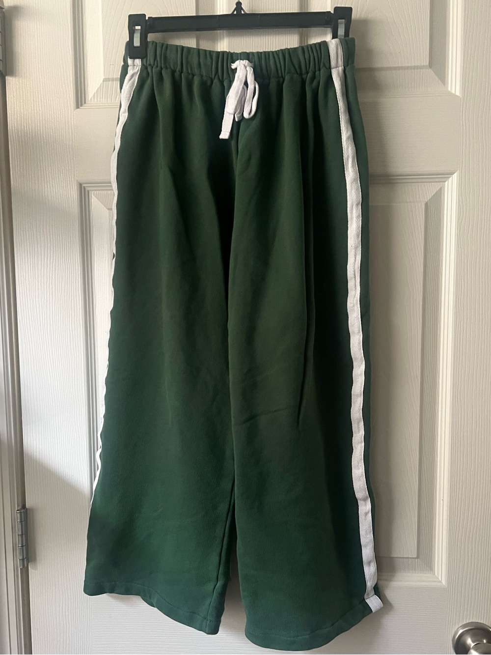 Green Drawstring sweat Pants with White Side Stripes - Kids